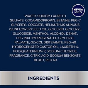 Nivea Men Cool Body Wash with Icy Menthol, Scented Body Wash for Men, Free of Parabens, Phthalates and Microplastic Particles, 3 Pack of 16.9 Fl Oz Bottles