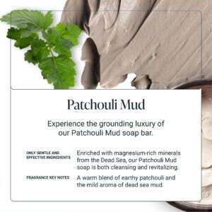 The Bubble Factory Patchouli Mud - Handmade in the USA, Palm Oil Free, All Natural Bar Soap, 3 Bars