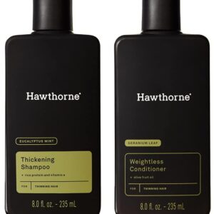 Hawthorne Men's Thickening Shampoo and Conditioner Hair Set. Includes Thickening Shampoo and Weightless Conditioner. 8 Fl Oz Each.