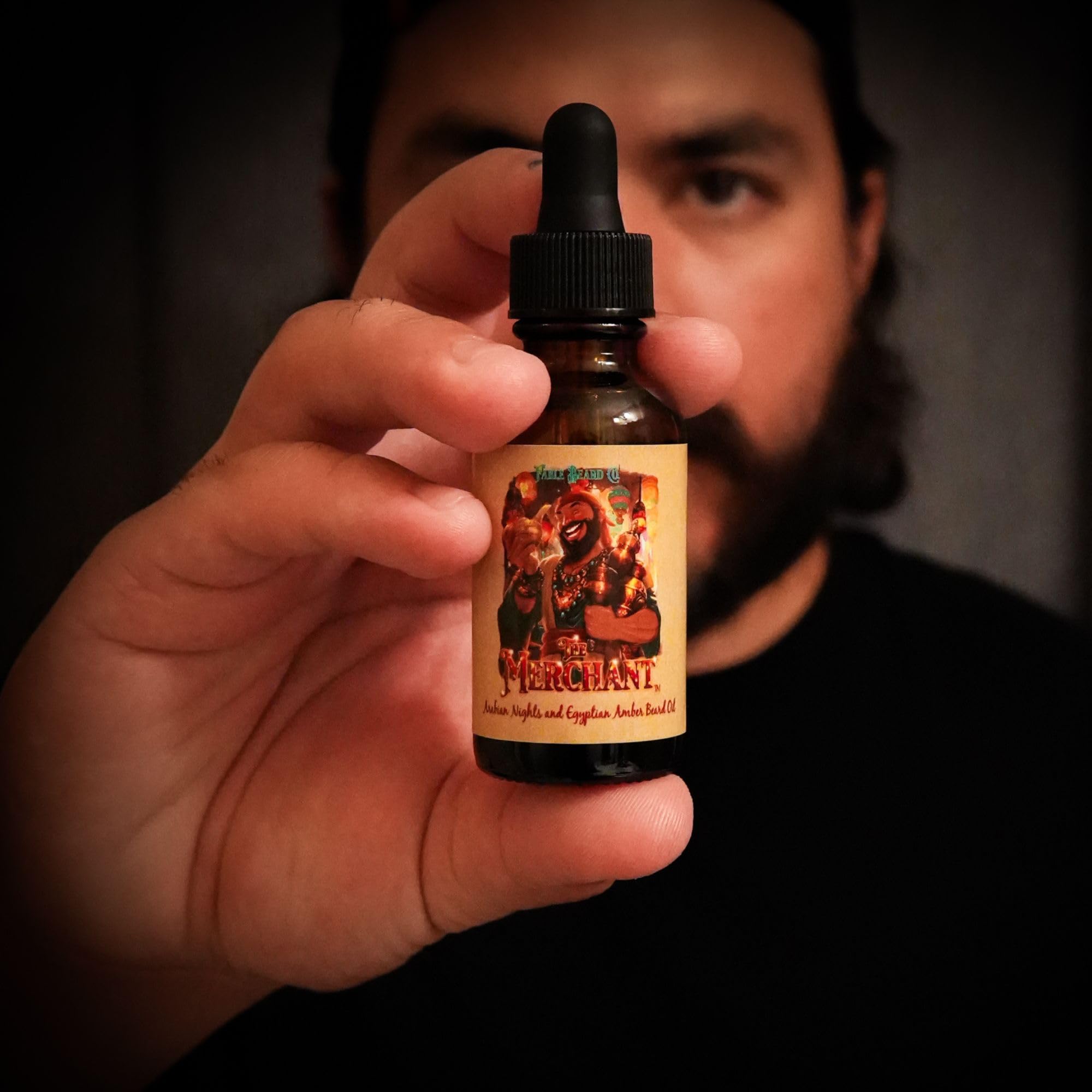 Fable Beard Co. Beard Oil - The Merchant, Arabian Nights & Egyptian Amber Scented, Natural Beard Oil for Men with Jojoba & Argan Oils, Vitamin E, Beard Hair Softener, Made in USA (1 Fl Oz)