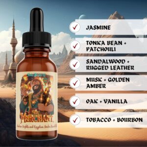 Fable Beard Co. Beard Oil - The Merchant, Arabian Nights & Egyptian Amber Scented, Natural Beard Oil for Men with Jojoba & Argan Oils, Vitamin E, Beard Hair Softener, Made in USA (1 Fl Oz)