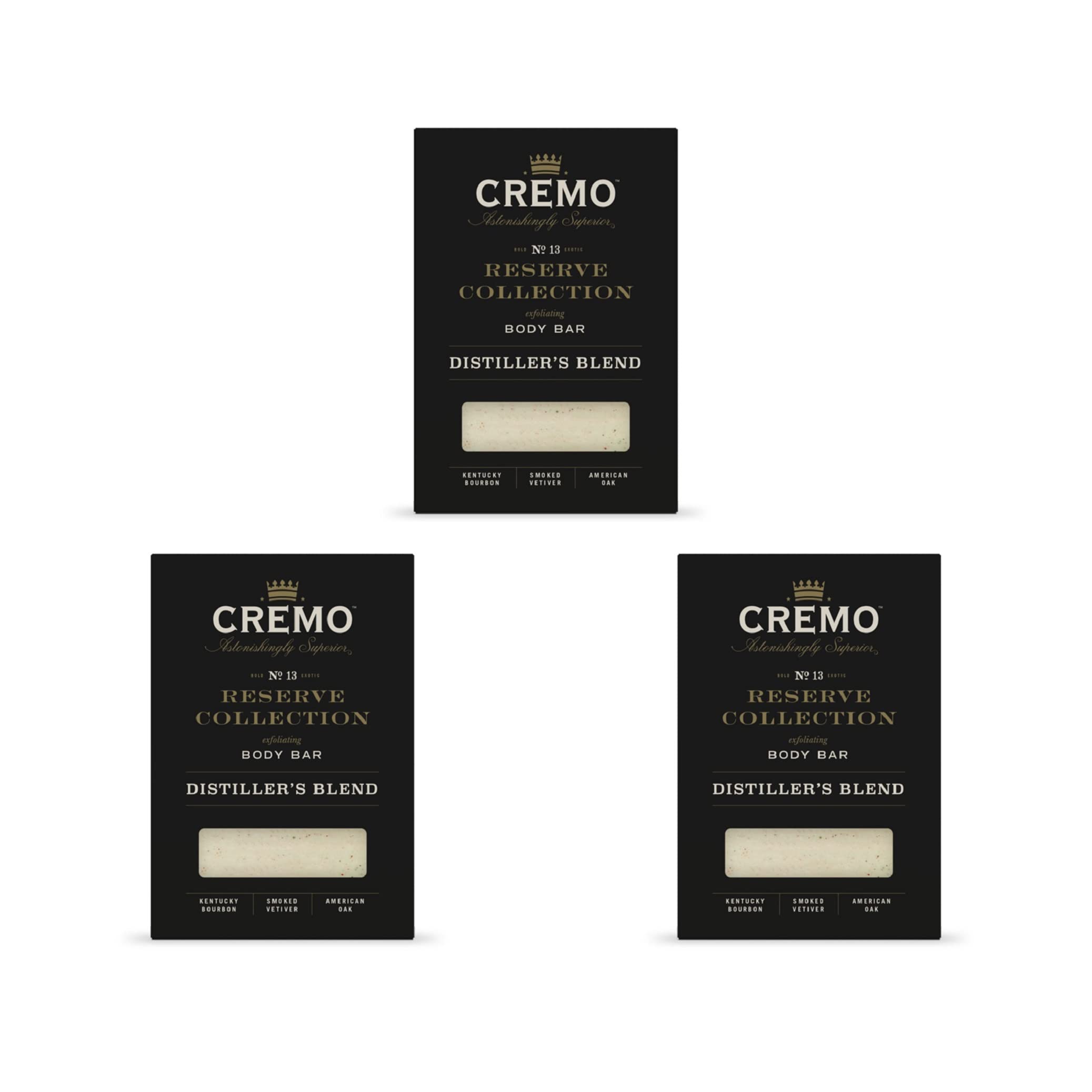 Cremo Exfoliating Body Bars Distiller's Blend (Reserve Collection) - A Combination of Lava Rock and Oat Kernel Gently Polishes While Shea Butter Leaves Your Skin Feeling Smooth & Healthy (Pack of 3)