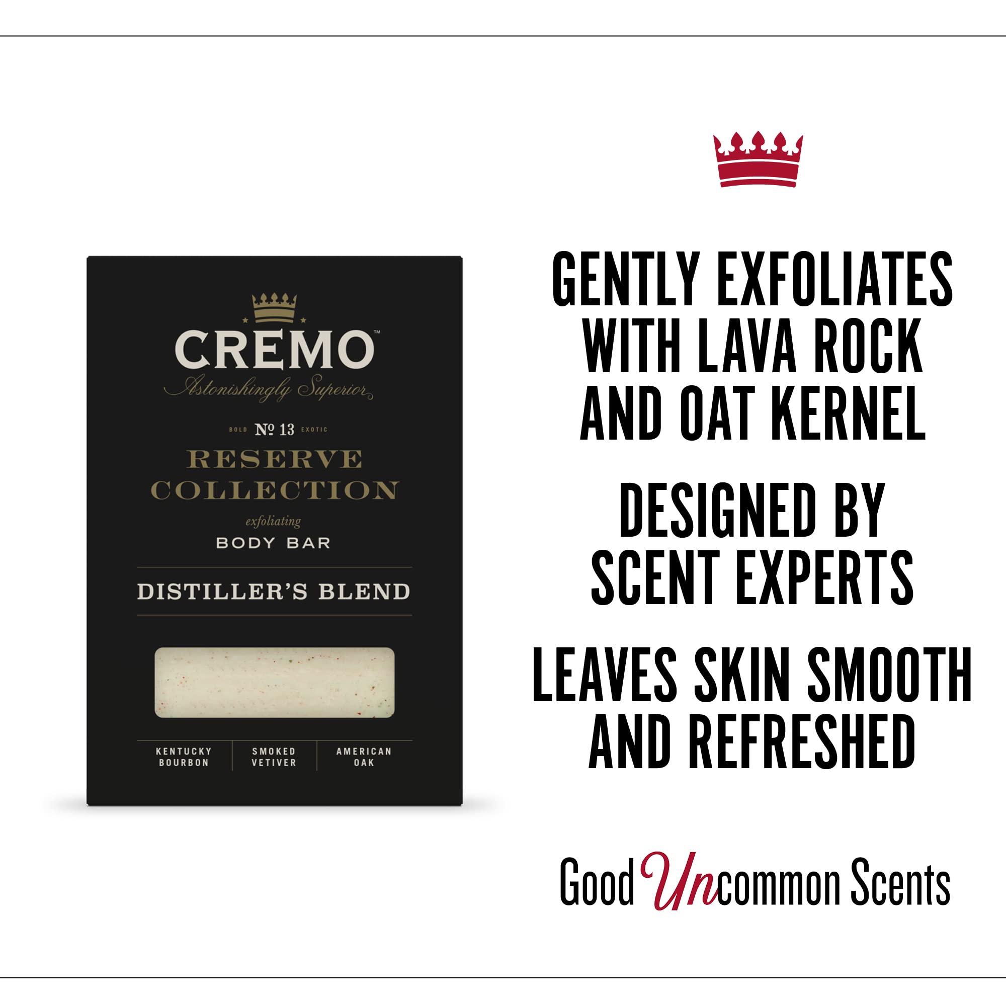 Cremo Exfoliating Body Bars Distiller's Blend (Reserve Collection) - A Combination of Lava Rock and Oat Kernel Gently Polishes While Shea Butter Leaves Your Skin Feeling Smooth & Healthy (Pack of 3)