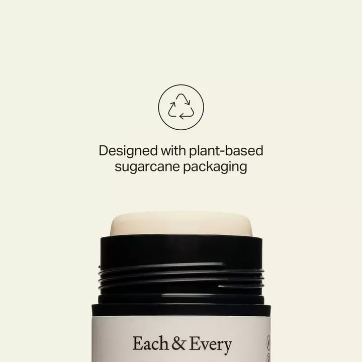 Each & Every 3-Pack Natural Aluminum-Free Deodorant for Sensitive Skin with Essential Oils, Plant-Based Packaging (Best Sellers)