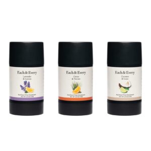 Each & Every 3-Pack Natural Aluminum-Free Deodorant for Sensitive Skin with Essential Oils, Plant-Based Packaging (Best Sellers)