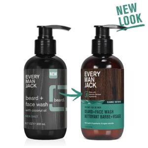 Every Man Jack Beard + Face Wash - Subtle Sea Salt Fragrance - Deep Cleans, Conditions, and Softens Your Beard and Skin Underneath - Naturally Derived with Coconut Oil, and Glycerin - 6.7-ounce - 2pk