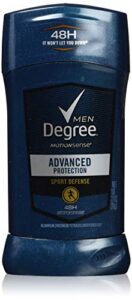 degree advanced protection antiperspirant deodorant sport defense 4 count 72-hour sweat and odor protection antiperspirant for men with motionsense technology 2.7 oz