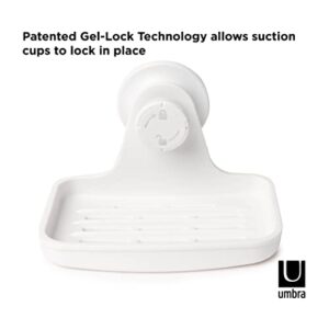 Umbra Flex Soap Dish with Patented Gel-Lock Technology Suction Cup, White