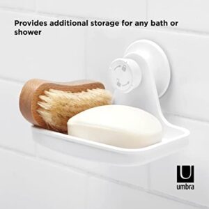 Umbra Flex Soap Dish with Patented Gel-Lock Technology Suction Cup, White