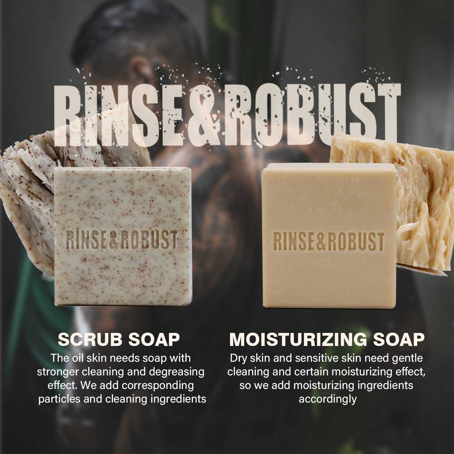 Rinse & Robust Mens Bar Soap 6Pcs Cleansing All Natural Handmade Mens Soap Bar Set Moisturizing&Exfoliating Oatmeal Scrub Soap Gift for Men Body&Hand All Skin Type|6 Different Scents |5.3 oz of 6 Bars