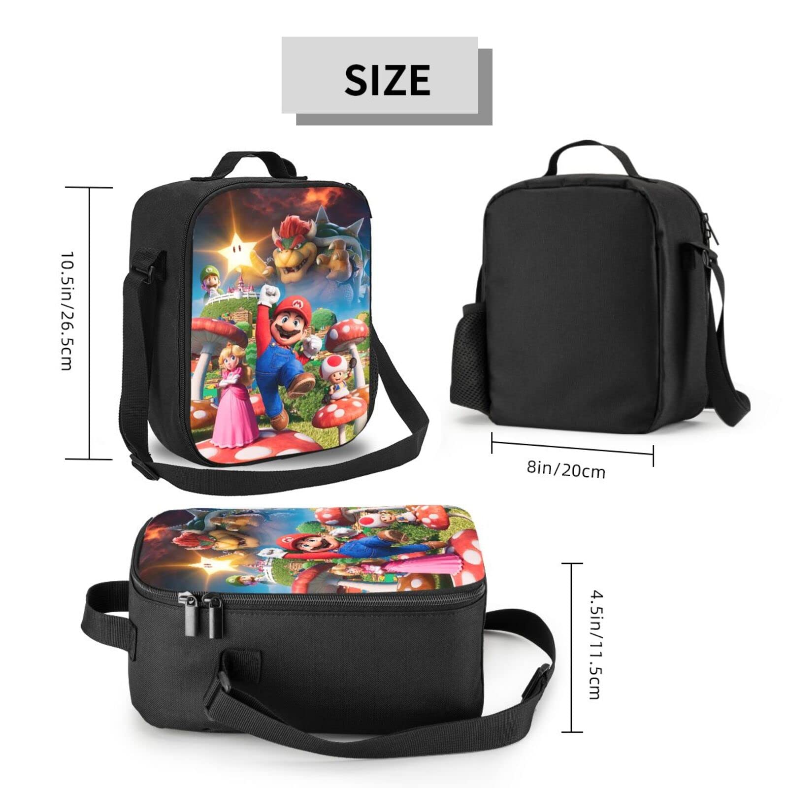 FNASFIA Super Cute Bros Backpack Pencil Case Lunch Bag 3 Piece Set Cartoon Backpack Boys And Girls' Backpack 3D Backpack