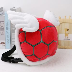 RGVV Koopa Paratroopa Backpack with White Wings Turtle Shell Red Soft Stuffed Cartoon Plush Toys 12“ (Red Troopa)