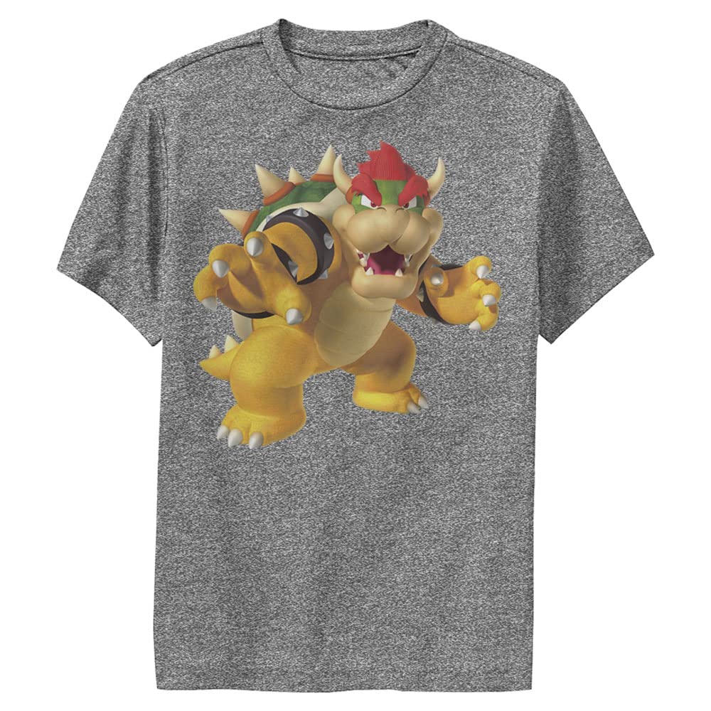 Nintendo Kid's Bowser Smash T-Shirt, Charcoal HeaTHer, Medium