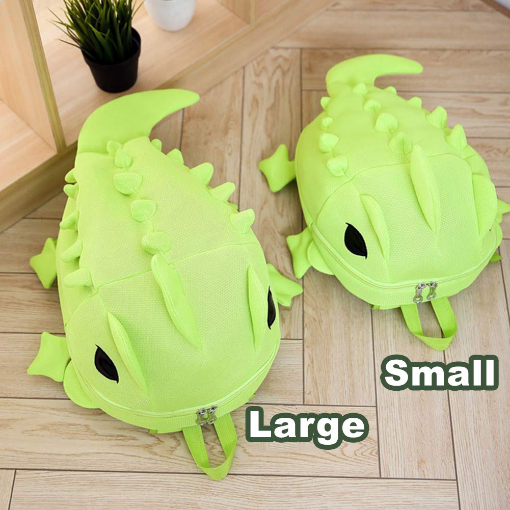 LOCOMO 3D Dragon Backpack Dinosaur Casual Daypack with Spikes Adult Cute Lizard 2 Size Available BPK005GRNL