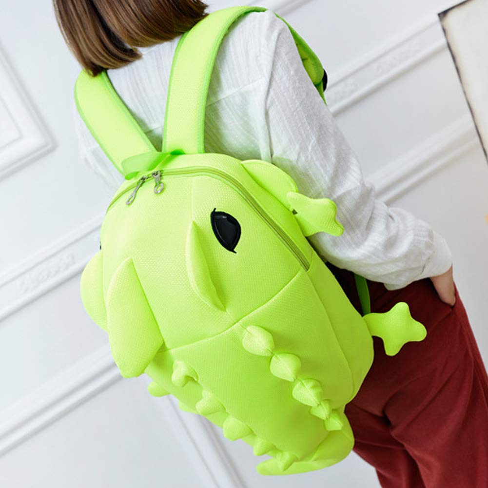 LOCOMO 3D Dragon Backpack Dinosaur Casual Daypack with Spikes Adult Cute Lizard 2 Size Available BPK005GRNL