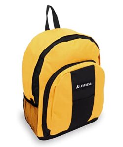 everest backpack with front and side pockets, yellow