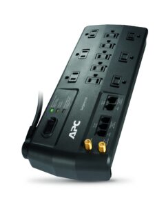 apc surge protector with phone, network ethernet and coaxial protection, p11vnt3, 3020 joules, 11 outlet surge protector power strip black