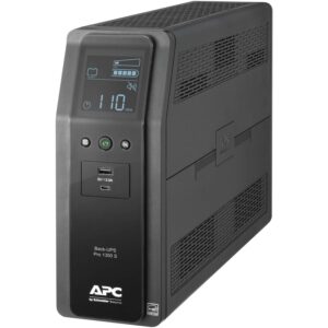 apc ups 1350va sine wave ups battery backup and surge protector, br1350ms backup battery power supply with avr, (2) usb charger ports