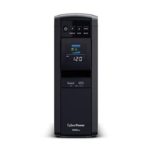 CyberPower CP1500PFCLCD PFC Sinewave UPS System, 1500VA/1000W, 12 Outlets, AVR, Mini Tower,Black