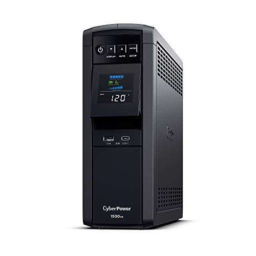 CyberPower CP1500PFCLCD PFC Sinewave UPS System, 1500VA/1000W, 12 Outlets, AVR, Mini Tower,Black