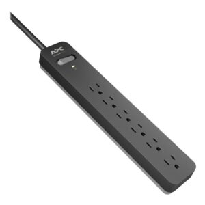 APC 6-Outlet Surge Protector Power Strip, PE63, 540 Joule Black