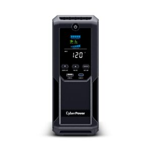 CyberPower BRG1500AVRLCD2 Intelligent LCD UPS System, 1500VA/900W, 12 Outlets 2 USB Ports, AVR, Mini-Tower, 5-Year Warranty