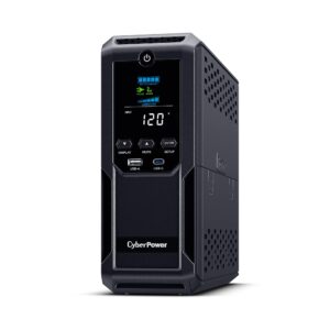 CyberPower BRG1500AVRLCD2 Intelligent LCD UPS System, 1500VA/900W, 12 Outlets 2 USB Ports, AVR, Mini-Tower, 5-Year Warranty