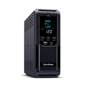 CyberPower BRG1500AVRLCD2 Intelligent LCD UPS System, 1500VA/900W, 12 Outlets 2 USB Ports, AVR, Mini-Tower, 5-Year Warranty