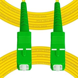 Fibergaga 2m(7ft) OS2 SC/APC to SC/APC Fiber Patch Cable Single Mode Fiber, Simplex, Length Option: 0.5M(1.6ft)-100m(328ft) 9/125µm Fiber Optic Cable, OS1/OS2 Compatible-1 Pack