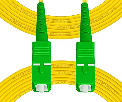 Fibergaga 2m(7ft) OS2 SC/APC to SC/APC Fiber Patch Cable Single Mode Fiber, Simplex, Length Option: 0.5M(1.6ft)-100m(328ft) 9/125µm Fiber Optic Cable, OS1/OS2 Compatible-1 Pack