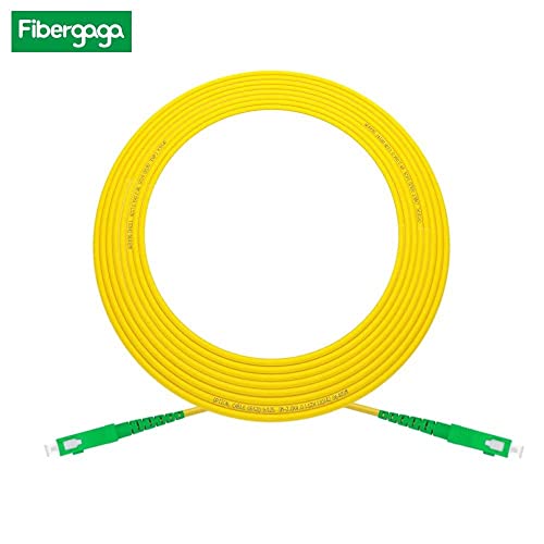 Fibergaga 2m(7ft) OS2 SC/APC to SC/APC Fiber Patch Cable Single Mode Fiber, Simplex, Length Option: 0.5M(1.6ft)-100m(328ft) 9/125µm Fiber Optic Cable, OS1/OS2 Compatible-1 Pack