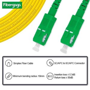 Fibergaga 2m(7ft) OS2 SC/APC to SC/APC Fiber Patch Cable Single Mode Fiber, Simplex, Length Option: 0.5M(1.6ft)-100m(328ft) 9/125µm Fiber Optic Cable, OS1/OS2 Compatible-1 Pack