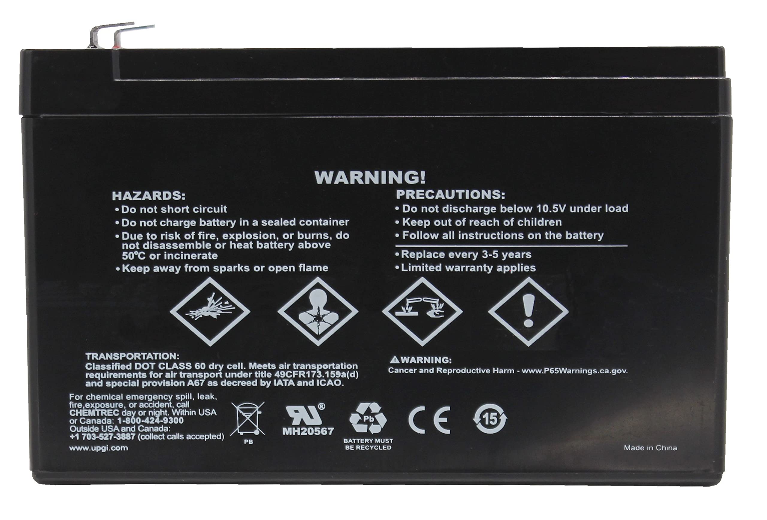 UPG 12V 9Ah SLA Battery Replacement for APC Back-UPS ES 650