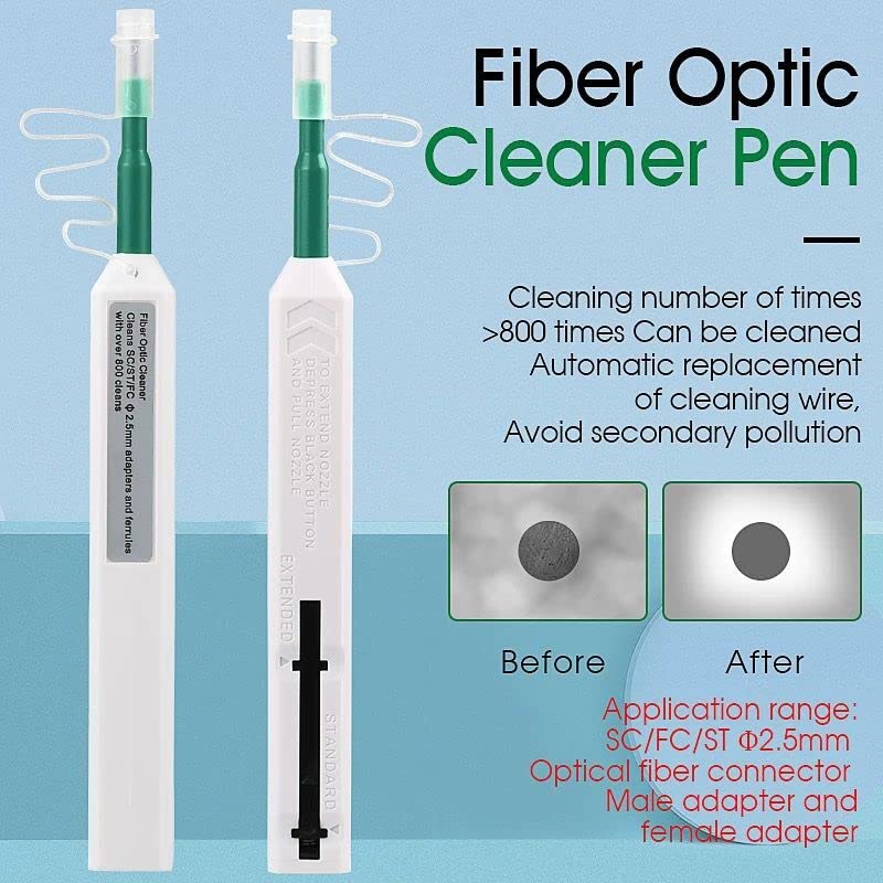 Fiber Optic Connector Cleaning Pen,2PCS Fiber Optic Cleaner Pen for 2.5mm Ferrules SC,FC,ST,SC/APC and FC/APC,800+ Clean Times