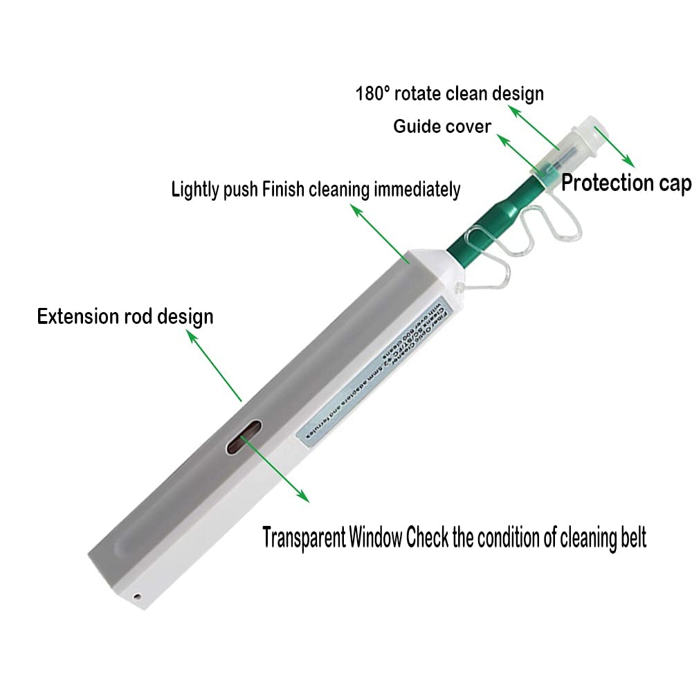 Fiber Optic Connector Cleaning Pen,2PCS Fiber Optic Cleaner Pen for 2.5mm Ferrules SC,FC,ST,SC/APC and FC/APC,800+ Clean Times