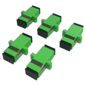 CERRXIAN SC Singlemode Fiber Optic Adapter SC Female to SC Female APC Simplex Single Mode Fiber Optical Coupler Network Internet Connector Adapter with Mount Panel (Green 5-Pack)