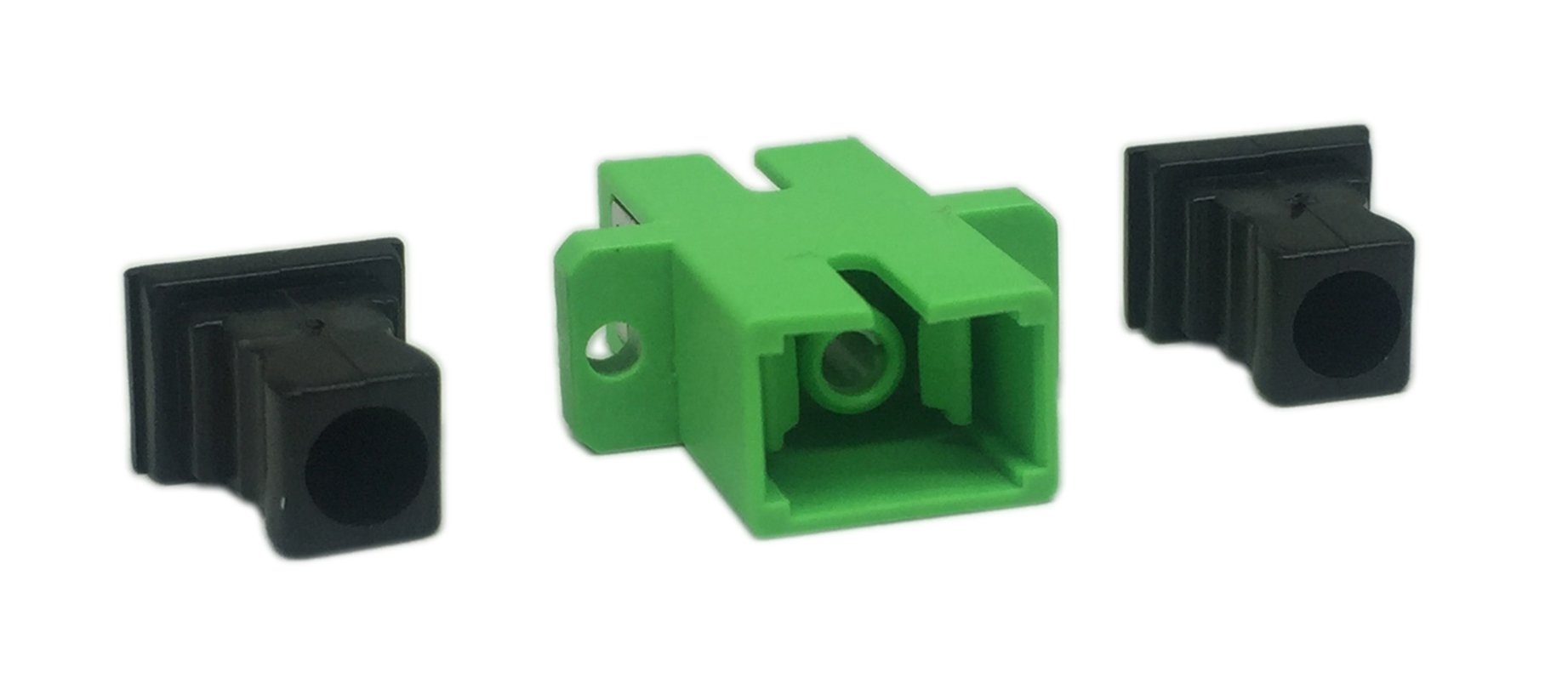 CERRXIAN SC Singlemode Fiber Optic Adapter SC Female to SC Female APC Simplex Single Mode Fiber Optical Coupler Network Internet Connector Adapter with Mount Panel (Green 5-Pack)