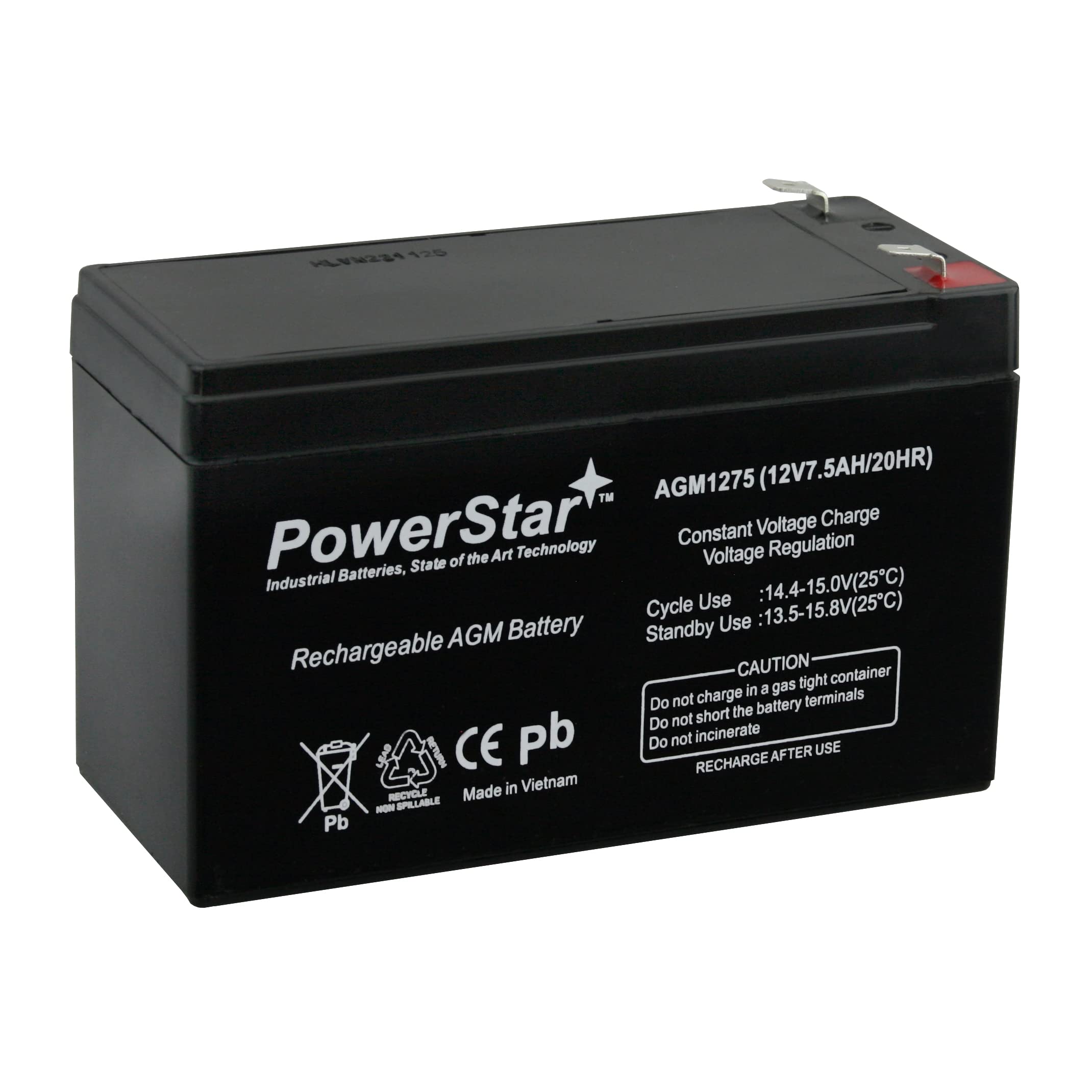 PowerStar 12V 7.5AH Replacement Battery for APC ES500 ES550 LS500 RBC110 RBC2