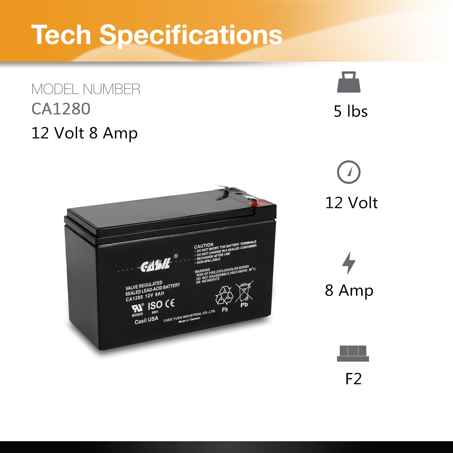 Casil 12V 8Ah Replacement Battery Compatible with APC Back-UPS ES BE550G APC Back-UPS ES 650 APC Back-UPS XS 1300VA BX1300LCD 2 Pack