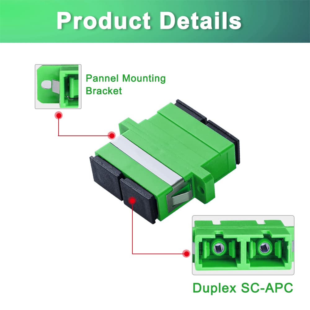 40Pcs SC-APC to SC-APC Couplers, Duplex Fiber Optical Adapters Cable Connectors