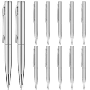 16 Pcs Mini Pens Small Pens Short Pens bulk Mini Metal Ballpoint Pens Small Stainless Steel Point Pen with Copper Fittings for Pockets Notebook Notepads Office School (Silver)