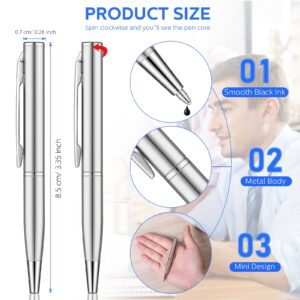 16 Pcs Mini Pens Small Pens Short Pens bulk Mini Metal Ballpoint Pens Small Stainless Steel Point Pen with Copper Fittings for Pockets Notebook Notepads Office School (Silver)