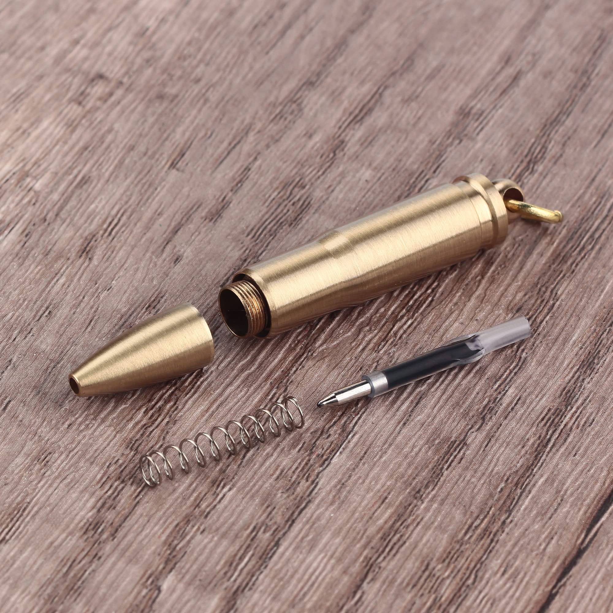 SMOOTHERPRO Solid Brass Keychain Ballpoint Pen Mini Necklace Ball Pen Included 5 Refills Backup for Driver Mailman Hostess Camper (KT463)