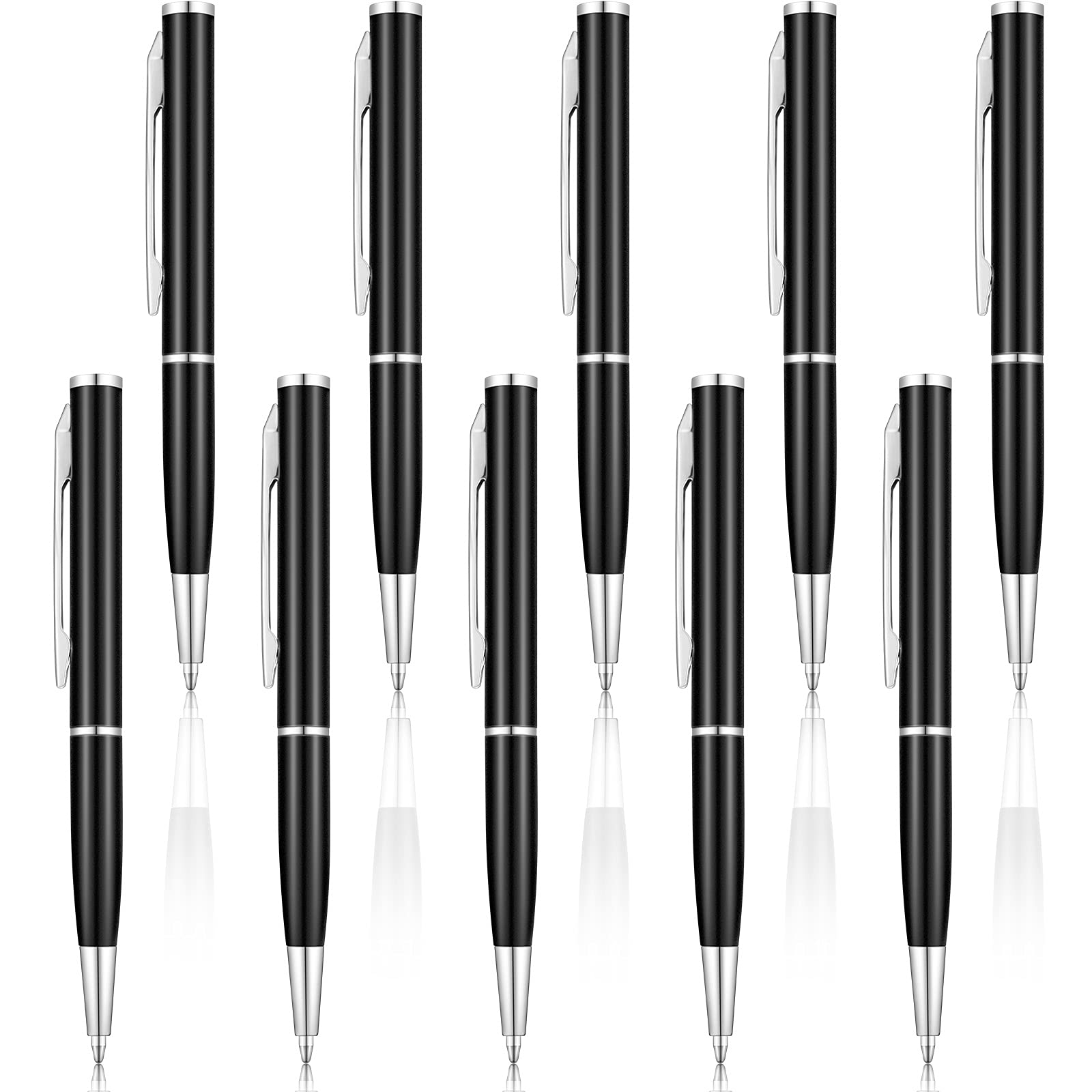 BBTO 10 Pieces Mini Pens Bulk Small Pens Short Pens Mini Metal Ballpoint Pens Thin Pens Fine Wallet Pocket Miniature Gel Ink Pens for Pockets Notebook Notepads Office School(Black)