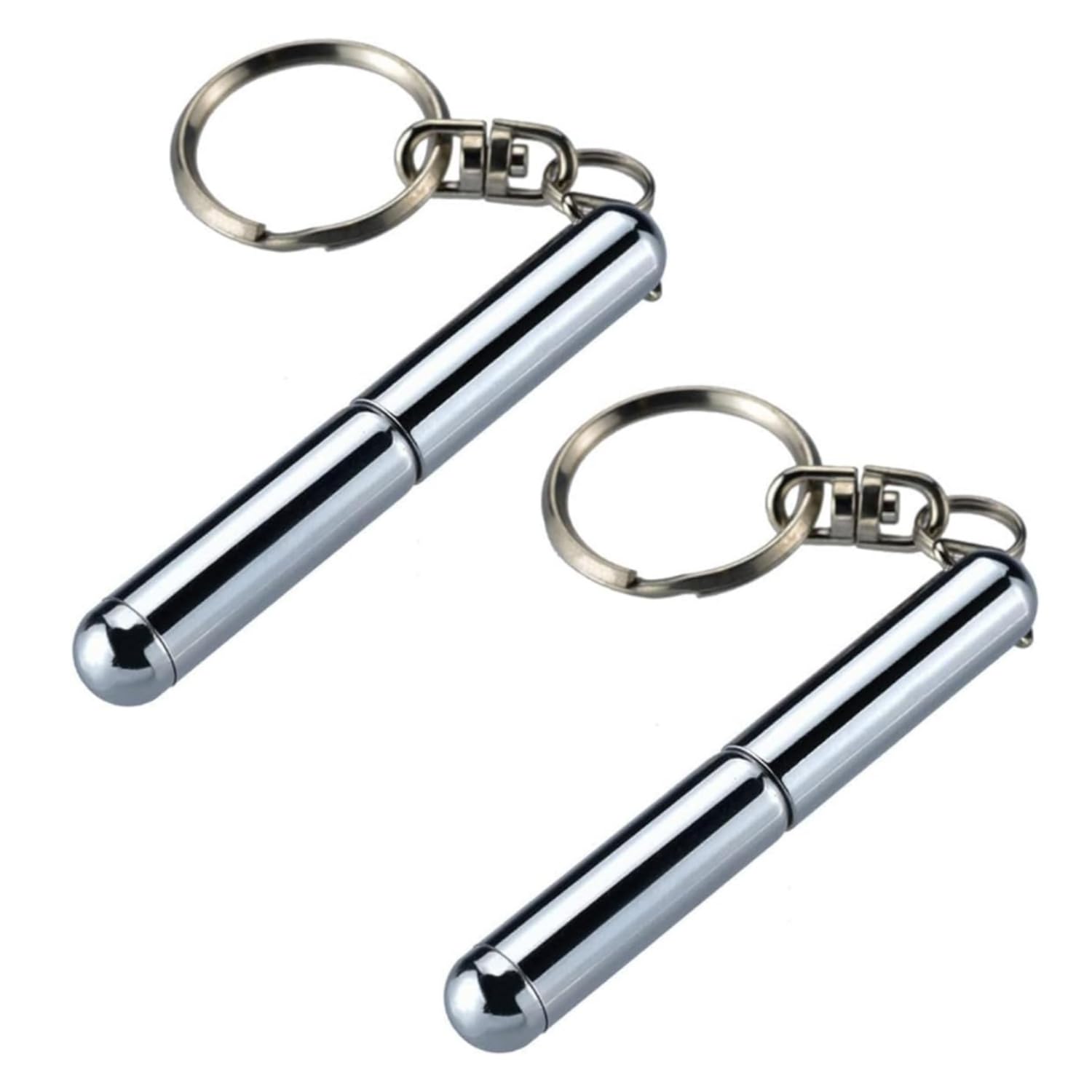 BWESOO 2Pcs Retractable mini pen made of stainless steel Metal Tool Pen Retractable pocket pen keychain Dad gadgets, birthday, Christmas for Students, Office Staff, Construction Workers Car Keychains