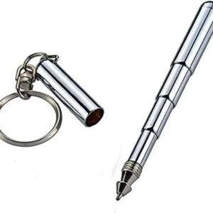 BWESOO 2Pcs Retractable mini pen made of stainless steel Metal Tool Pen Retractable pocket pen keychain Dad gadgets, birthday, Christmas for Students, Office Staff, Construction Workers Car Keychains