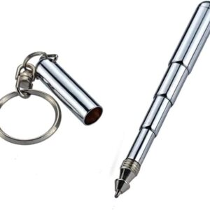 BWESOO 2Pcs Retractable mini pen made of stainless steel Metal Tool Pen Retractable pocket pen keychain Dad gadgets, birthday, Christmas for Students, Office Staff, Construction Workers Car Keychains