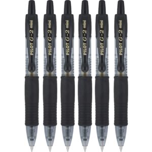 Pilot G2 Pixie Black Pilot G2 Pixie Rollerball Pen 0.7mm Nib Tip 0.39mm Line Width Mini Gel Ink Retractable 207 (Pack of 6)