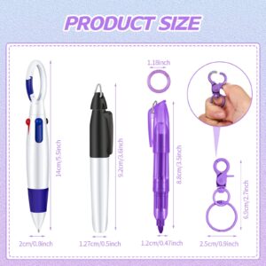 Sabary Mini Highlighter Nurse Pen Pack Set Nurse Pens for Badge Include Pink and Purple Tip Highlighter 2 Permanent Marker Pen and 2 Retractable Ball Pen with 2 Nursing Keychain Clip (Blue, Purple)