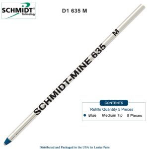 5 Pack - Schmidt 635 Mini D1 Refills - Blue